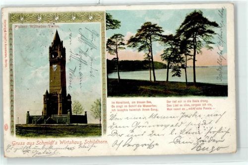 Schildhorn 1906 Gasthaus Schmidt Kaiser-Wilhelm-Turm