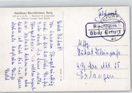 99334 O5211 Riechheim - Landpoststempel Gasthaus Riechheimer Berg
