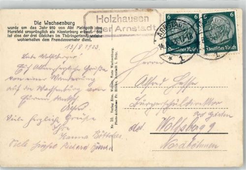 99310 O5211 Holzhausen b Arnstadt - Landpoststempel Veste Wachsenburg