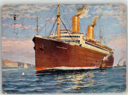 Norddeutscher Lloyd Bremen Dampfer Columbus Künstlerkarte