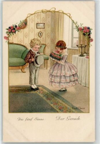 Die fünf Sinne: Der Geruch Blumen Poesie sign.