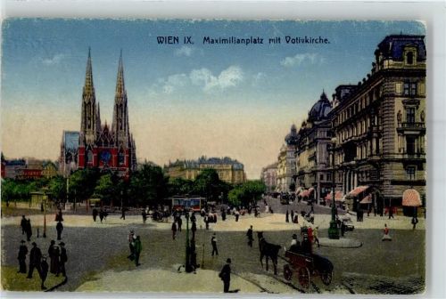 Wien Maximilianplatz mit Votivkirche Straßenbahn