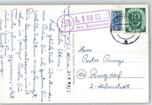 Linse Landpoststempel Wesertal Bodenwerder Notopfer