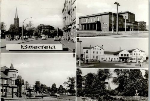 Bitterfeld Walther Rathenau Straße Omnibus Hotel Central Kulturpalast Wilhelm Pieck Bahnhof Park