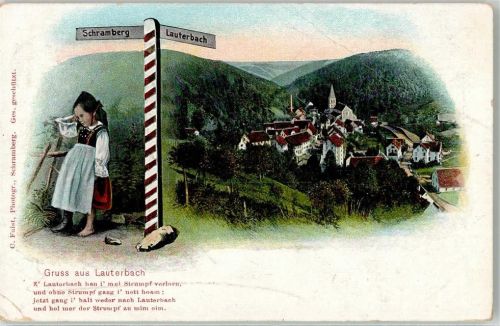 Lauterbach Mädchen Tracht Wegweiser Schramberg