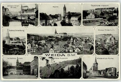 Weida Schloss Osterburg Wilhelmsplatz Kloster Mildenfurth Oschütztal Viadukt Eisenbahn Markt Wiedenkirch-Ruine