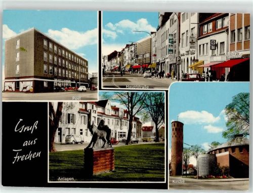 50226 W5020 Frechen - Kirche Hauptstraße Postamt Hotel Handlung Kaufhalle Anlagen