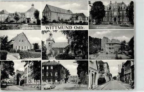 Wittmund Drostenstraße VW Käfer Am Markt Burgstraße Kreishaus Schule Jugendherberge Kirche Krankenhaus