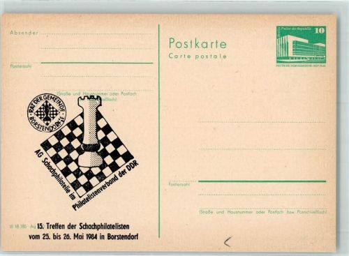 Borstendorf 15, Treffen der Schachphilatelisten 25. - 26. Mai 1984 AG Schachphilatelie im Philatelistenverband der DDR