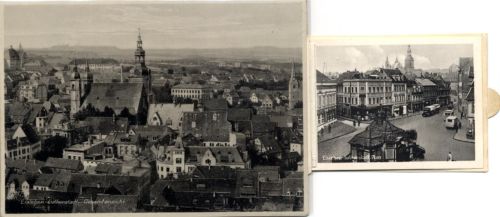 Lutherstadt Eisleben Eisleben (o-4250) Mechanik-Karte mit Leporello Gesamtansicht I-II