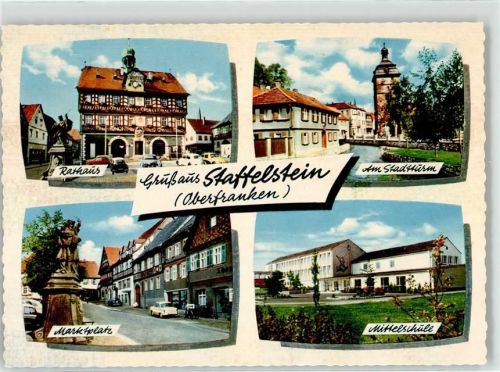 Staffelstein Rathaus VW Käfer Stadtturm Marktplatz Mittelschule