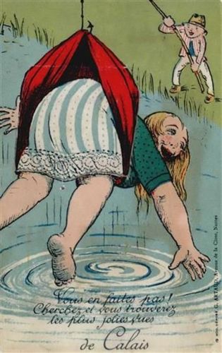 Calais Calais (Frankreich) Leporello, Frau am Hacken II- (kleiner Einriss / Loch)
