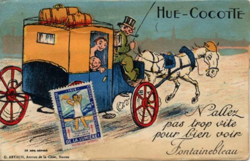 77300 Fontainebleau - Fontainebleau (Frankreich) Leporello, Kutsche II (kleiner Einriss)