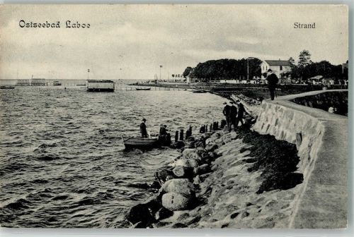Laboe 1906 Strand Ruderboot Mann Ostseebad