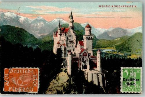Hohenschwangau 1921 Frankatur Vorderseite Schloss Neuschwanstein