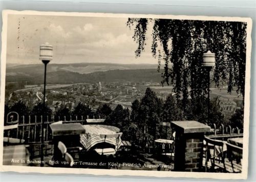 Aue 1936 Terrasse der König-Friedrich-August-Warte oberhalb der Stadt
