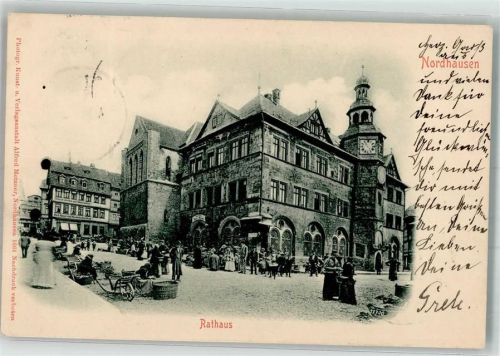 Nordhausen 1902 Rathaus Marktszene Fotograf Alfred Metzner