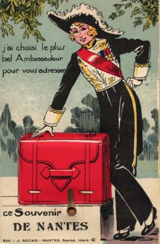 Nantes Nantes (Frankreich) Leporello, Frau mit Koffer I-II