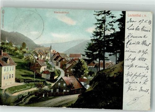 Lautenthal 1906 Panorama des Ortsteiles Bischofsthal Verlag Louis Glaser