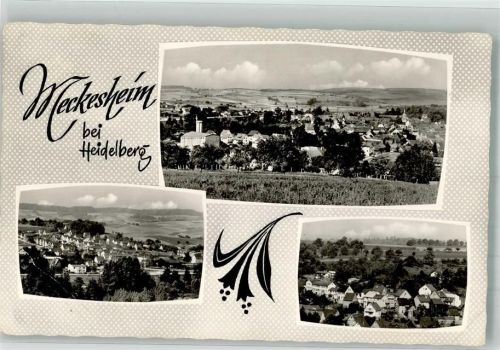 74909 W6922 Meckesheim Foto AK Panorama des Ortes mit Kirche St. Martin