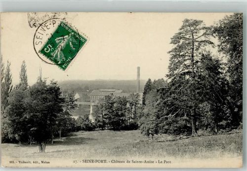 Seine-Port 1912 Schloss Chateau de Sainte -Assise Briefmarke Bildseite