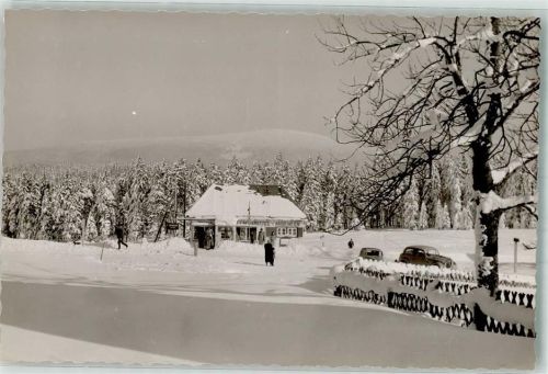 Torfhaus Geschäft Andenken Winter Auto Foto Original aus Archiv eines Ansichtskartenverlages
