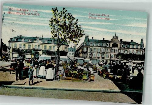 Mulhausen 1911 Marktszene Franklin-Platz