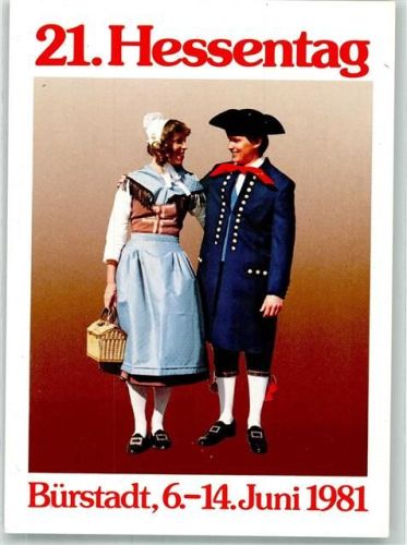 Bürstadt 1981 Paar in Tracht anläßlich des 21. Hessentages