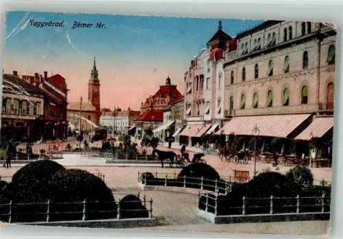 Nagyvarad 1918 Bemer Platz Kirche Gasthaus Hotel Straßenbahn