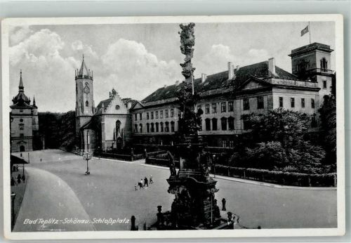Lazne Teplice nad Becvou 1957 Schlossplatz Denkmal Säule