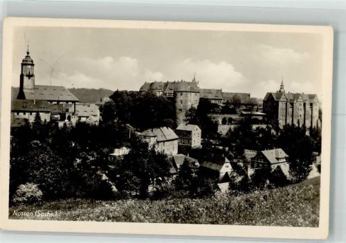 Nossen Panorama des Ortes mit Schloss Nossen und Stadtkirche