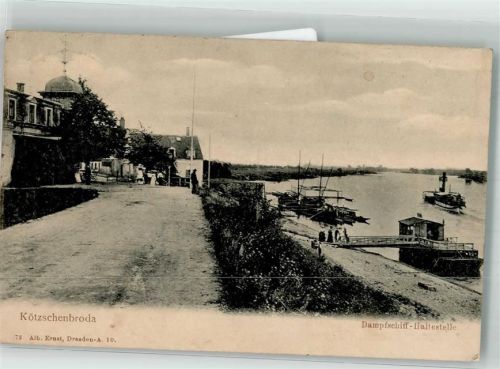 Kötzschenbroda 1907 Dampfschiff- Haltestelle