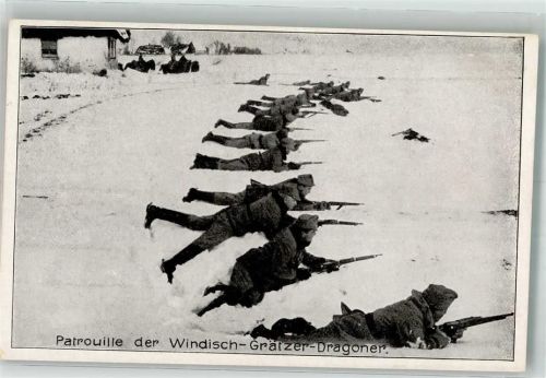 Abgesessene Patrouille der Windisch-Grätzer-Dragoner im Gefecht WK I
