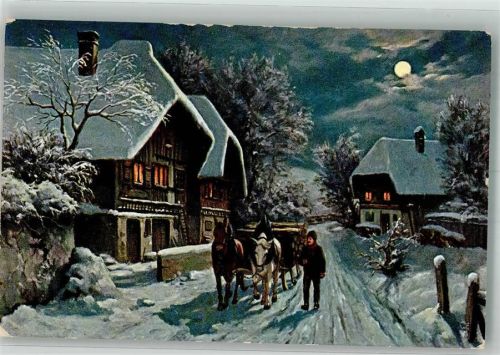 Winter Pferde Mondschein Marke Egemes Serie 42 Nr. 5