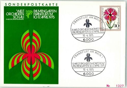 Frankfurt Sonderkarten 8. Welt-Orchideen Konferenz Palmengarten 10.-17.4.1975