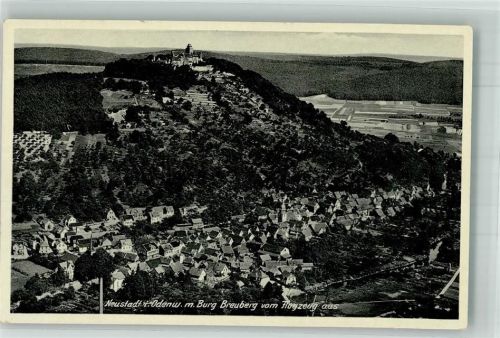 Neustadt 1941 Fliegeraufnahme des Ortes mit Burg Breuberg
