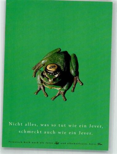 Jever Frosch mit Kronkorken der Jever-Brauerei