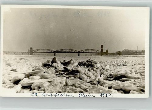 Köln Altstadt-Nord 103 1929 Der zugefrorene und vereiste Rhein unterhalb der Rheinbrücke Ort lt. Recherche Privatfoto AK