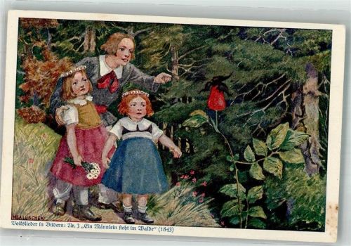 Volkslieder in Bildern Nr. 3 Ein Männlein steht im Walde Deutsche Kolonial-Kriegerspende Hugo Bermühler Verlag