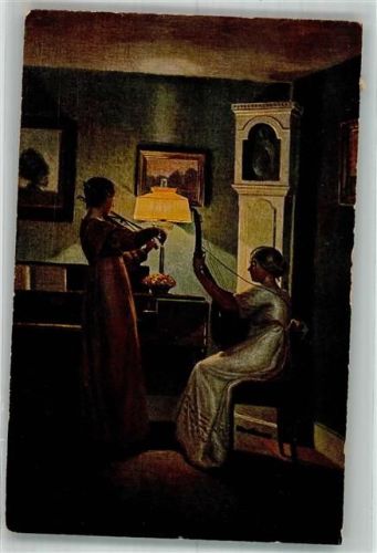 1918 sign. Broge, Alfred Duett Hausmusik mit Laute und Geige Verlag Arthur Schürer & Co. No. 4753