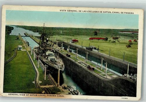 Panama City 1937 Kriegsschiff Panama Canal Gatun Locks