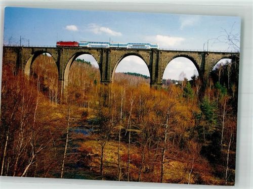 Hilbersdorf Eisenbahnviadukt über die Freiberger Mulde mit Eisenbahnzug Fotograf Thomas Böttger