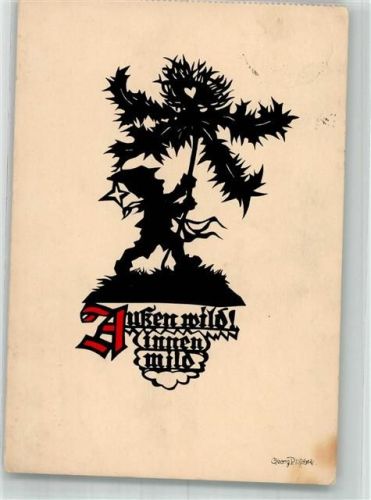 1936 Scherenschnitt Außen wild! Innen mild