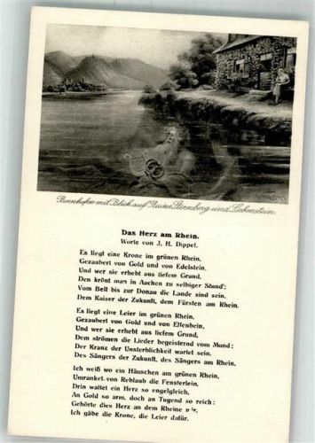 Kamp-Bornhofen Burgruine Sternberg und Liebenstein Liedtext Das Herz am Rhein von Dippel Rheinlieder Nr. 5