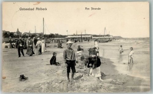 Ahlbeck 1908 Am Strande Kinder Boot Mann Frau Ostseebad