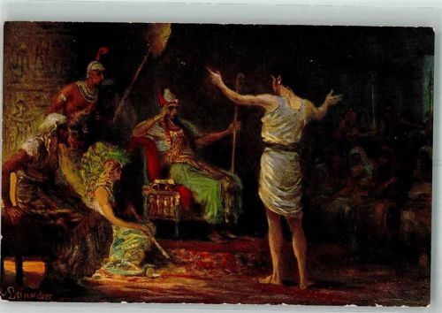 1908 sign. Leinweber Joseph deutet Pharaos Träume Die Heilige Schrift II. Serie Bild II