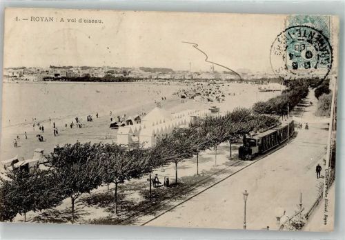 Royan 1905 Eisenbahn Schwimmbad Strand Beirfmarke Bildseite