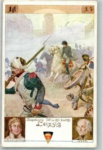 Leipzig 1913 Napoleon's Flucht aus Leipzig Schwarzenberg York Deutscher Schulverein Nr. 502 Vignette