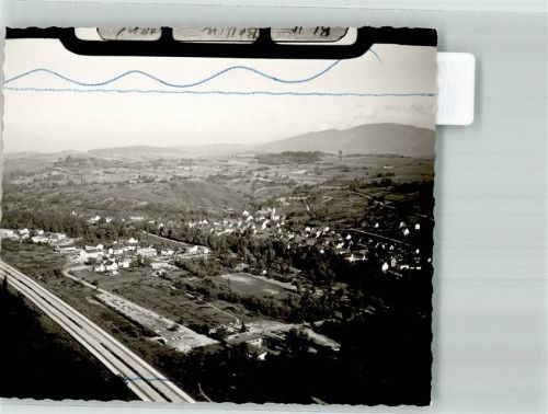 Bad Bellingen Fliegeraufnahme des Ortes mit St. Leodegar Kirche Foto Original aus Archiv eines Ansichtskartenverlags Ort handschriftlich Farbstriche im Bild