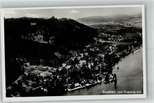 Bodman 1938 Fliegeraufnahme des Ortes mit Pfarrkirche St. Peter und Paul